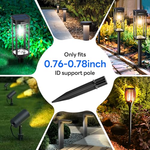 8 Pack Reinforced Ground Stakes, 0.75" x 5.12" Solar Lights Spikes, ABS Plastic Replacement Nails for Pathway Garden Torch Lights - size: 0.75inch diameter