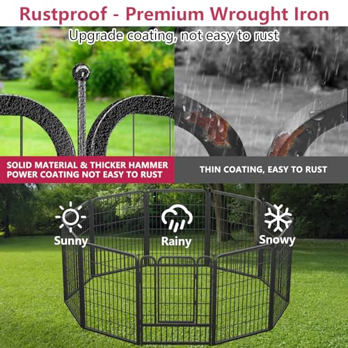Dog Playpen 40" Height 10 Panels Puppy Playpen Indoor Portable Pet Fence Outdoor for Yard Indoor Dog Pen for Medium/Small Animals, Heavy Duty Pet Pen for RV, Camping, Yard - color: Black-23ft, size: 40 Inch