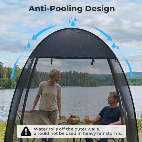 Alvantor® Pop Up Screen House Tent, Snap-fit Mesh Screen Gazebo with Peaked Roof, Portable Screen Room Canopy Shelter with Sandbags for Camping, Backyard, Picnic - color: Black