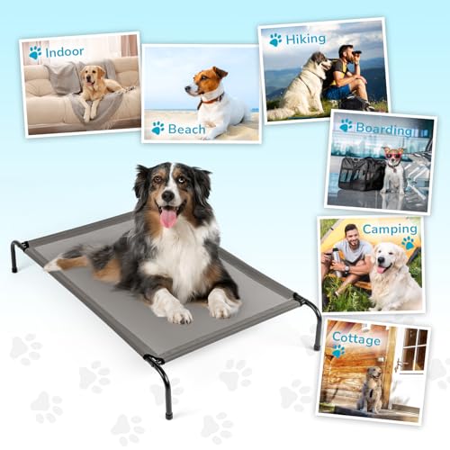 Cooling Elevated Dog Bed for Indoor and Outdoor,50" D x 31" W x 8" H (Gray) - color: Gray