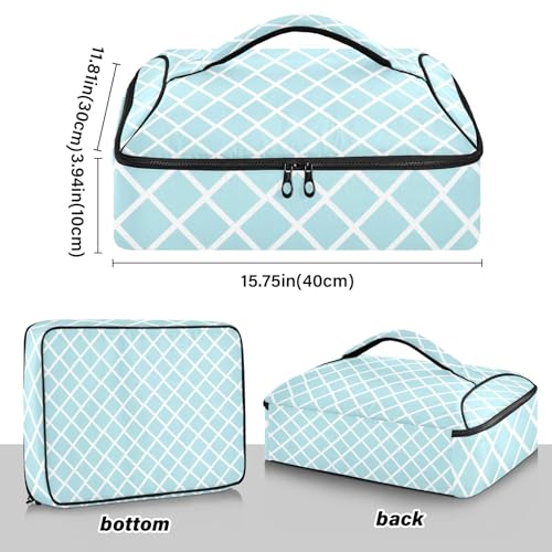 Casserole Carriers for Hot or Cold Food Reusable Casserole Dish Carrier Insulated Thermal Large Capacity Durable Perfect for Party Camping Family Gatherings Yellow Fish - color: Blue Grid Lines