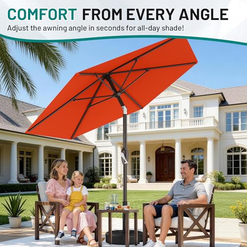 AreShark 7.5FT Patio Umbrella Table Market Umbrella with 6 Sturdy Ribs, Button Tilt/Crank, Heavy-Duty Outdoor Umbrellas for Pool, Deck, Garden and Backyard, Orange - color: Orange, size: 7.5FT