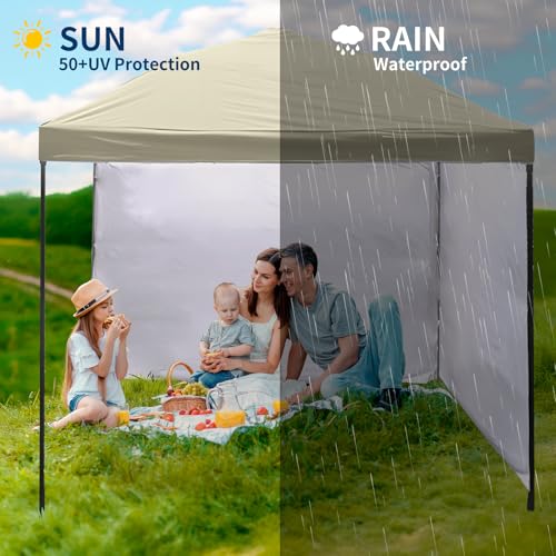10x10 Canopy Replacement top,10x10ft Pop Up Canopy Top Cover,Silver Coated Durable Replacement Canopy top for Straight Leg Canopy Frame,Beige(1 PCS Top Cover Only) - color: Beige