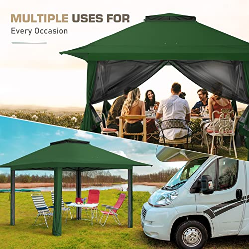 EAGLE PEAK 13x13 Pop Up Gazebo with Mesh Netting, Easy Up Screened Canopy for Patio and Backyard, Easy Set up Outdoor Gazebo (Green) - color: Green, size: 13x13 with netting