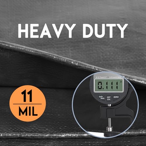 Tarp Heay Duty Waterproof 12x16ft,Black Tarp Cover Plastic Poly Tarpaulin for Outdoor Cover,Emergency Rain,Roof, Pool, Boat,Camping - Multipurpose with 12Mil Thickness - color: Black-12mil, size: 12x16