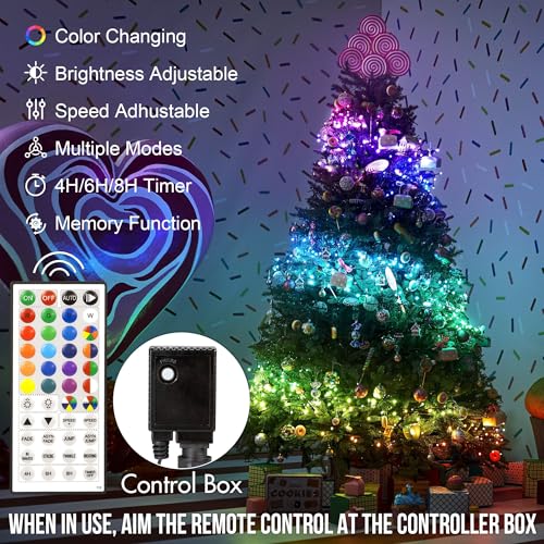 164 FT 500 LED Christmas String Lights, Waterproof RGB String Lights with Remote Control& Timer Function, 24 Colors Changing Fairy Lights for Indoor Outdoor Room Wall Christmas Tree Party Decoration - color: RGB (Red, Green, Blue), size: 164FT