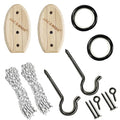 Hook and Ring Toss Game Swing Game DIY Kit -Stainless Steel Ring, Polyester Rope and Hardware - style: short board - black 2 set