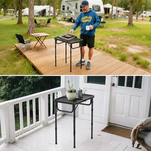 VINTEAM Camping Folding Grill Table | 3 Adjustable Heights | Lightweight, Portable Aluminum Table for BBQs, Picnic, and Outdoor Use | Mesh Desktop, 66lbs Weight Capacity - style: 2-Fold Mesh Tabletop