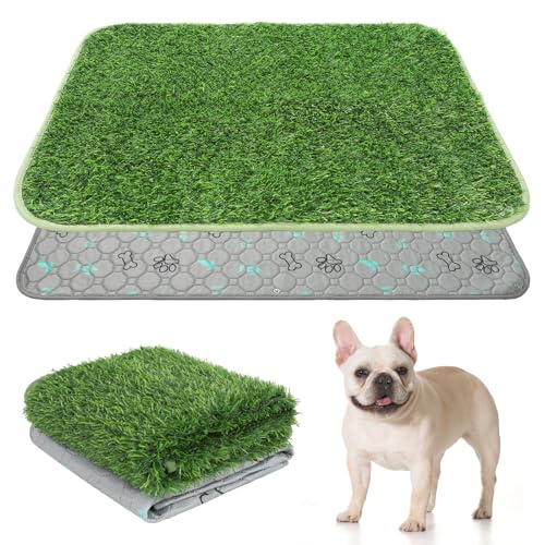 KOOLTAIL Dog Grass Pad with Washable Pee Pads for Puppy Potty Tray,20"*25" Soft Artificial Turf Multipurpose Reusable Grass Patch Pads for Dogs Litter Box, Leakproof for Doggie Training Indoor Outdoor - size: 20" x 25" (1 Pack)