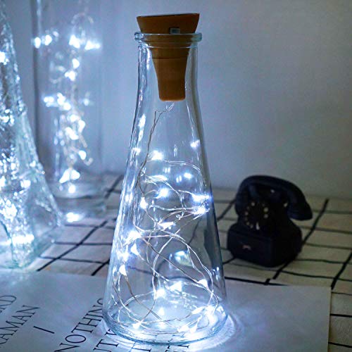 Upgraded 10 Pack Solar Wine Bottle Lights 20 LEDs Waterproof Silver Wire Cork Lights for Party, Wedding, Christmas, Holiday, Outdoor, Garden, Patio, Pathway Decor - color: Cool White, size: Round