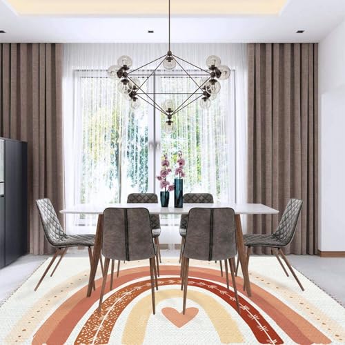 Scandinavian Boho Rainbow Print Nursery Rug Neutral Area Rug 4x6 Minimalist Kids Playroom Rugs Neutral Rugs Home Decor for Living Room, Bedroom, Patio, Indoor Outdoor - color: Multi3, size: 120x180cm