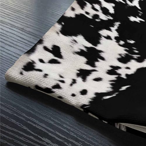 Smooffly Farmhouse Pillow Covers Cowhide Print 12" x 20" Farmhouse Rustic Décor Lumbar Pillow Covers Black & White Cow Spots Pattern Printed Housewarming Gifts Family Room Décor - color: Swn05