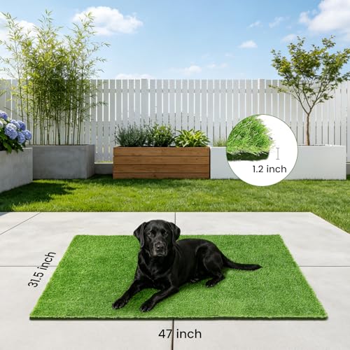 48" x 32" Fake Grass Mat for Dogs, Premium Washable Artificial Turf Grass Rug for Patio Lawn Balcony Door Dog Pet Pee Potty Training - size: 48" x 32"