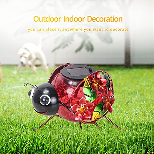 MUMTOP Solar Lantern, Waterproof LED Solar Lights Outdoor Ladybug Decorative Tabletop Lanterns for Patio Garden Table Decor - style: Ladybug