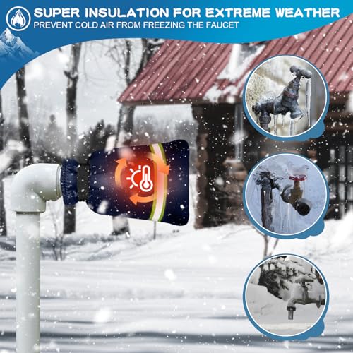 Upgrade Ourdoor Faucet Covers for Winter Freeze Protection, Large Hose Bib Covers for Outside Spigot Cover Socks, 2 Pcs Waterproof & Frost Free Water Pipe Insulated Protector Blue - size: 9.4"W * 6.7"H BLUE 2PCS