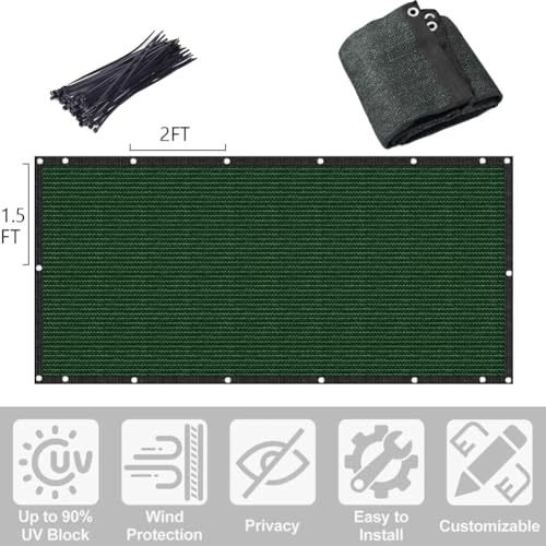 GL Garden Privacy Net Protective Screen, 5' x 400' Decorative Fences Heavy Duty 170 GSM Commercial Mesh Shade Cover with Brass Grommets, Perfect for Outdoor Back Yard, Dark Green, Customizable - size: 5 x 400 Feet