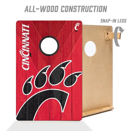 YouTheFan NCAA 2’ x 3’ Wood Cornhole Game with Logo Bags - color: Cincinnati Bearcats, size: 2' X 3'