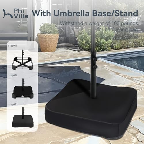 PHI VILLA 15ft Patio Umbrella Double-Sided Outdoor Market Extra Large Umbrella with Crank, Umbrella Base Included (Dark Red) - color: Dark Red