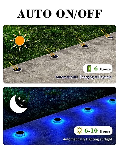 DetarZinLED 6 Packs Solar Driveway Lights Outdoor IP68 Waterproof, Blue Deck Step Lights Solar Powered, Solar Stair Light Stick on LED Light for Dock, Garage, Pool, Fence, Garden Pathway - size: 6pcs Blue Corner