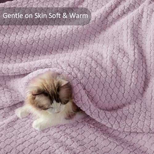 Exclusivo Mezcla King Size Fleece Blanket for Bed, Extra Soft Warm Decorative Fuzzy Blanket for Women, Lightweight Cozy Bedding Blankets, 90x104 Inches, Lilac Purple - color: Lilac Purple, size: King ( 90x104 IN )
