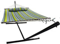 Sorbus 2-Person Stylish Hammock with Stand- 53" Large Cotton Outdoor Hammock- Spreadedbars & Pillow Included- Heavy Duty 450lbs Portable Hammock for Garden Patio Outdoor Camping- Comfortable, Washable