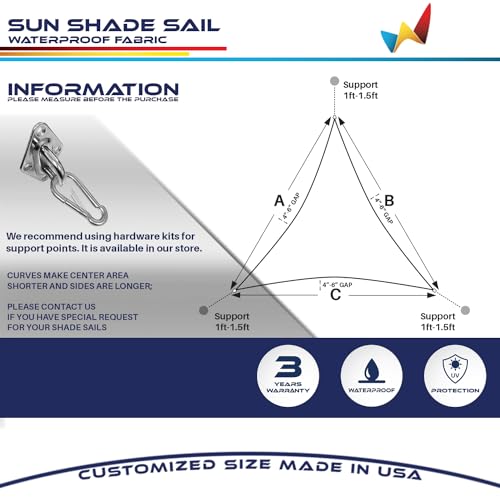 Windscreen4less 5'x5'x5' Waterproof Sun Shade Sail Triangle Shade Canopy Cover UV Block for Backyard Patio Deck Balcony Pergola Garden (Light Gray) - color: Light Gray, size: 5' x 5' x 5'