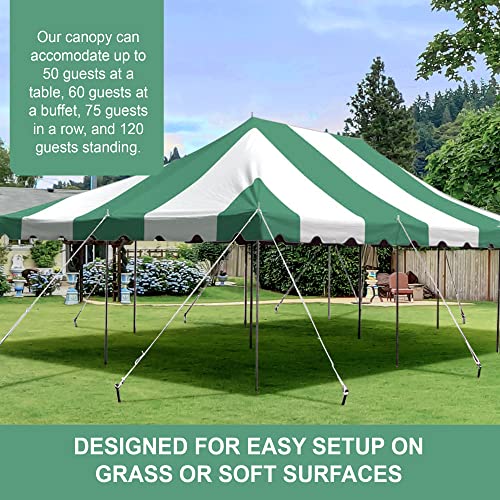 Party Tents Direct 20'x 30' Weekender Canopy Pole Tent with Sidewalls - Easy Up Canopy Tent with 120 Person Capacity - Outdoor Canopies for Parties, Weddings, and Events (Green/White) - color: Green, size: 20' x 30'