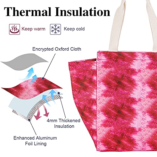 iknoe Insulated Lunch Bag for Women, 9L Durable Wide-Open Foldable & Portable Lunch Tote with Interior Pockets, Water-resistant Thermal Lunch Cooler for Adults (Red - color: Red, size: Velcro Closure