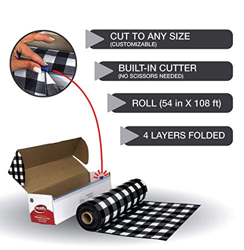 Neatiffy Disposable Plastic Table Cloth Roll | 54 in x 108 Ft Waterproof Tablecloth | Table Cover for Rectangle, Square, Round Oval Tables | Picnic, Party, Banquet, Birthdays, Weddings, BlackCheckered - color: Black Checkered