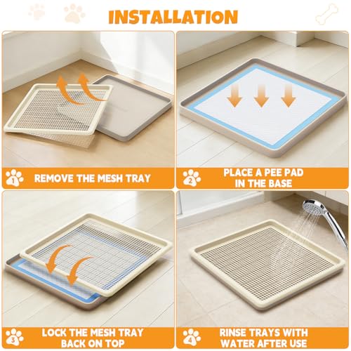 Dog Pee Pad Holder for Small and Medium Dogs, Two-Layer Mesh Dog Potty Tray, Indoor Puppy Pad Holder for Potty Training, Gentle on Paws, Easy-Clean Leak-Resistant Fits 22 × 22 Inches Pee Pads