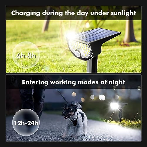 AloftSun Solar Motion Sensor Outdoor Lights,Waterproof Motion Sensor Spot Lights- 30 LED/3 Modes Solar Powered Spotlights,Landscape Lighting for Yard and Garden, Cool White,6 Pack - color: Cold White, size: 6 Pack