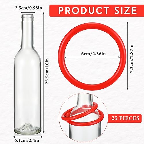 Shappy 31 Pcs Ring Toss Game Set Include 25 Rings and 6 Glass Bottles Fun Target Carnival Games for Outside Activity Carnival Party Favor - color: Red, size: 2.36"