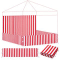 4 Pcs Carnival Canopy Sidewall Tent 10x10 Ft, 3 Half Walls and 1 Back Wall for Pop up Tents, Red & White Stripe, Waterproof & UV Resistant for Camping Party (Tent & Frame Not Included)