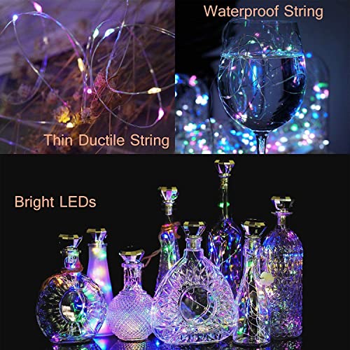 Upgraded 12 Pack Diamond Solar Wine Bottle Lights, 20 LEDs Waterproof Copper Light, Bottle Light Fairy Cork String Lights for Yard Patio Decor, DIY Birthday Gift for Mom Grandma Friend(MultiColor) - color: Multicolor (Diamond Shaped), size: 12 Pack