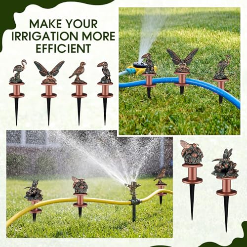 Zonon 6 Pcs Garden Hose Guide Stake Decorative 11.8 Inch Heavy Duty Metal Antique Water Hose Roller Guard Guide Stake Spike Resin Plant Saver Tools for Lawn Yard Garden(Antique Copper,Birds) - color: Antique Copper, style: Birds
