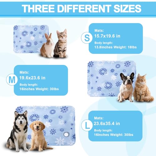 Cooling Dog Bed, Premium Pet Cooling Mat Waterproof & Scratch-Resistant, Non-Slip Summer Essential for Dogs Cats, Foldable Cooling Pad for Indoor Outdoor Travel (L 23.6''*35.4'') - color: Blue snowflakes, size: 35.4''*23.6'' Large