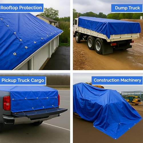 Covers & All Heavy Duty Waterproof Tarp – 18 Oz PVC Polyester Vinyl Tarp, Tear & UV Resistant with Reinforced Edges and Grommets for Industrial, Construction & Equipment Coverage (5 ft x 5 ft, Blue) - color: Blue, size: 5' H x 5' W