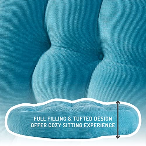 Degrees of Comfort Meditation Floor Pillow, Round Large Pillows Seating for Adults, Tufted Corduroy Thick Cushion for Living Room Tatami, Turquoise, 22 Inch Single - color: Round | Turquiose | 1 Pack, size: 1 Pack