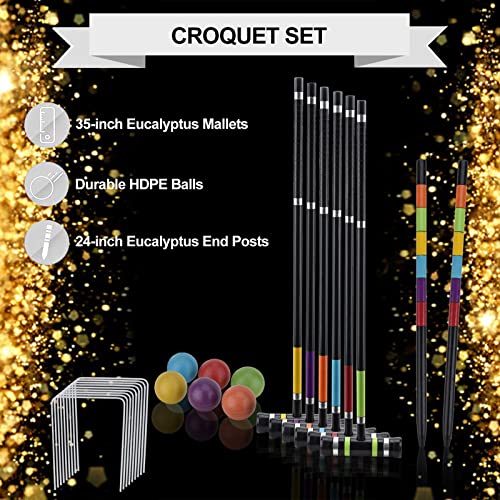 [6 Players]Premium Croquet Set for Families, BroWill Croquet Set with Carrying Bag for Yard Outdoor Lawn Backyard Games for Kids Adults All Ages, 35 Inch