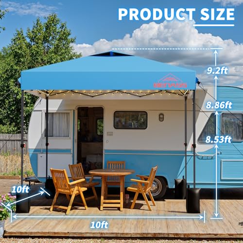 10x10 Pop Up Canopy, Easy Up Canopy Tent, Heavy Duty Tents for Parties, One Person Set Up Event Tent, Turquoise - color: Turquoise, size: 10x10