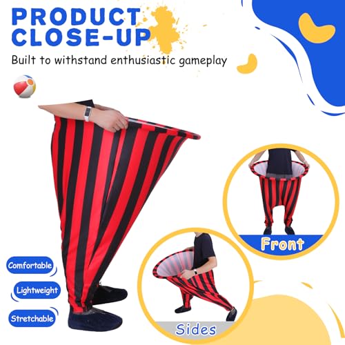 Granny Pants Yard Game Set for Adults, Oversized Granny Pants with 5 Bouncy Balls and 1 Pump, Fun Tossing Games Props for Outdoor Parties, Group Gatherings and Family(Black and Red Stripes) - color: Black and Red, size: Large
