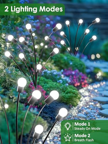 2026 Upgraded Solar Lights Outdoor, 8 Pack Solar Garden Lights with 2 Modes, Firefly Lights Outdoor Waterproof, Sway by Wind, Twinkle Firefly Light for Yard Patio Path Garden Decoration (Cool White) - color: Cool White, size: 8 Pack