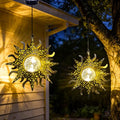 Hanging Solar Lights Outside Lanterns Garden Decorations,2 Pack Metal Sun Outdoor Art Decor for Backyard Balcony Patio Porch Landscape Pathway,Unique Mother's Day Gifts for Women Mom Grandma