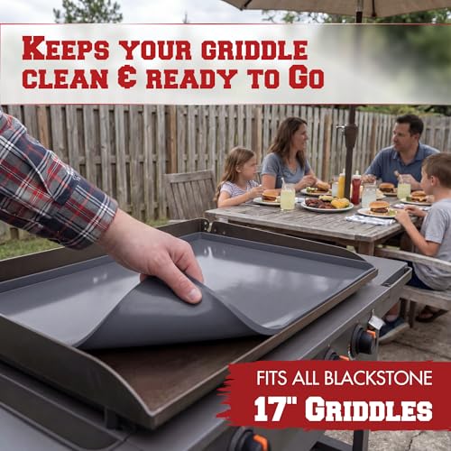 Kitchen perfection 17" Premium Silicone Griddle Cover Mat for Blackstone Griddle 17 Inch - Hermetic Protection from Rust & Debris All Year, Fits All Blackstone 17 Inch Models - Food Grade Silicone - color: Gray 17 inch