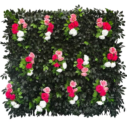 Sumery Expandable Fence Privacy Screen for Balcony Patio Outdoor,Decorative Faux Ivy Fencing Panel,Artificial Hedges (Single Sided Leaves) (1, Branches -Colorful Rose) - color: Branches -Colorful Rose