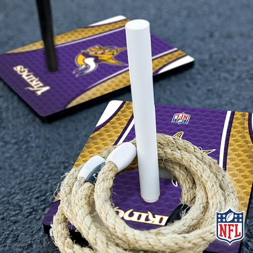 Solid Wood NFL Quoits Set with Direct Print HD Team Graphics – Tailgate Ring Toss Game – Great Gift for Any Football Fan! Ring Toss Family Outdoor Games for The Beach