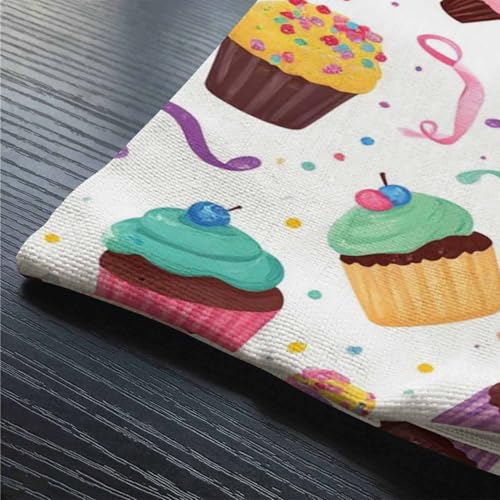 Smooffly Little Delicious Cupcakes Waist Lumbar Cotton Linen Throw Pillow case Cushion Cover for Sofa Home Decorative Oblong 12x20 Inches - color: Swn14