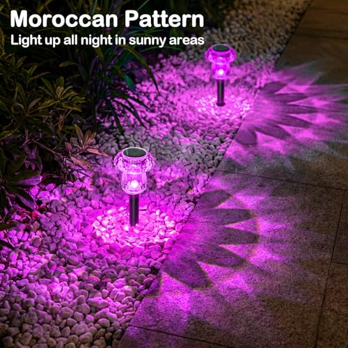 Solar Pathway Lights Outdoor Gifts for Mom Mushroom Garden Lights Waterproof Solar Powered Yard Lighting for Landscape, Driveway, Path, Walkway, Patio, Outside Garden, Pink Purple - color: Pink, size: 8 Pack