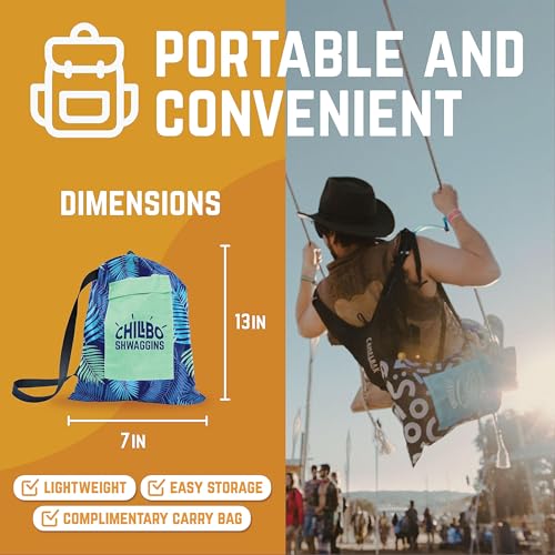 Chillbo Inflatable Couch – Unique Designs - No-Pump Setup, Ripstop Polyester, Stability Pegs, Fun Prints - Portable Air Inflatable Lounger for Beach, Camping, Festivals, and Tailgating - color: Blue Leaf, size: Large