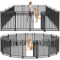 Dog Fence Outdoor for Yard Dog Playpen Indoor 40" Height 16 Panels Portable Puppy Playpen Dog Kennel for RV Camping(Black-Silver) - size: 40" Height, style: 16 Panels